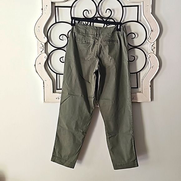A New Day Women Pants Stretch Chino Pleated Tapered Leg Hi-Rise Green Sz. 4 - Picture 6 of 8